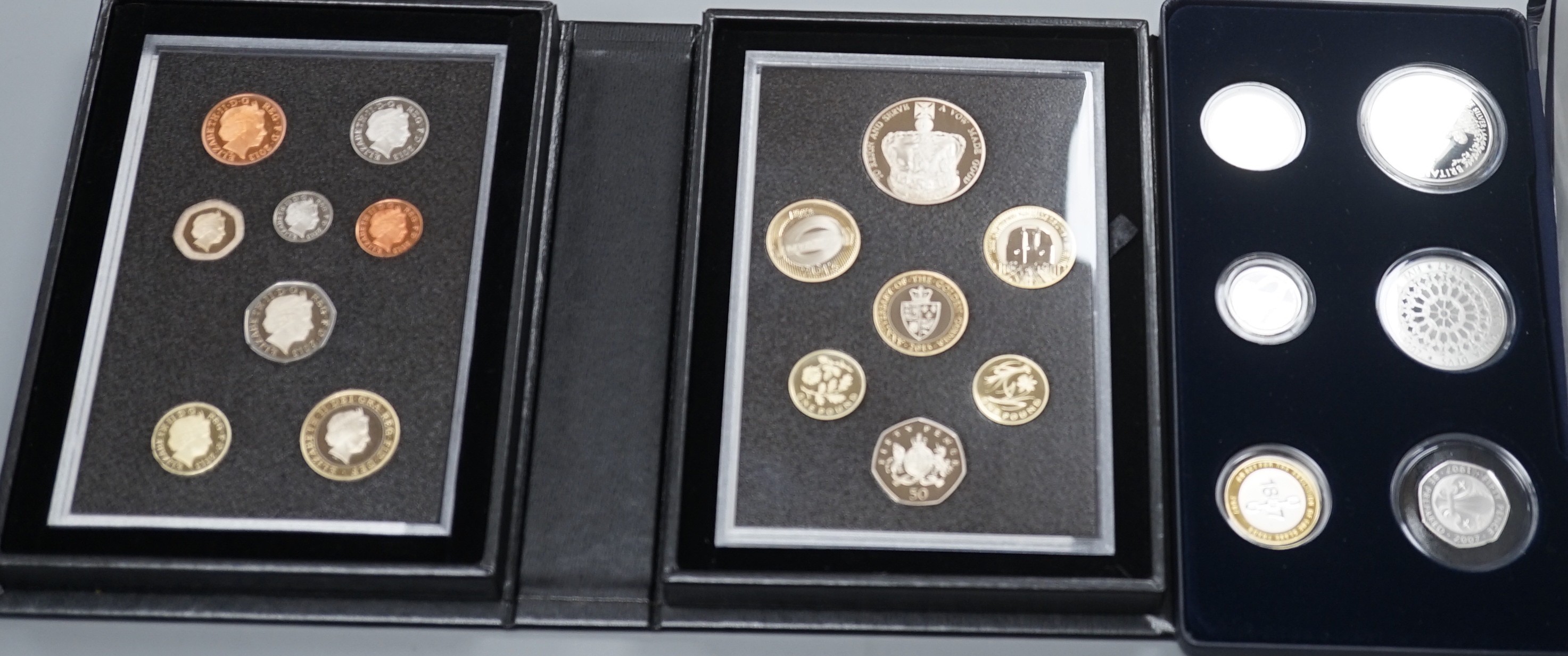 Two cased Royal Mint proof silver coin sets – 2007 Family Silver Collection six coin set and 2013 Collector Edition fifteen coin set